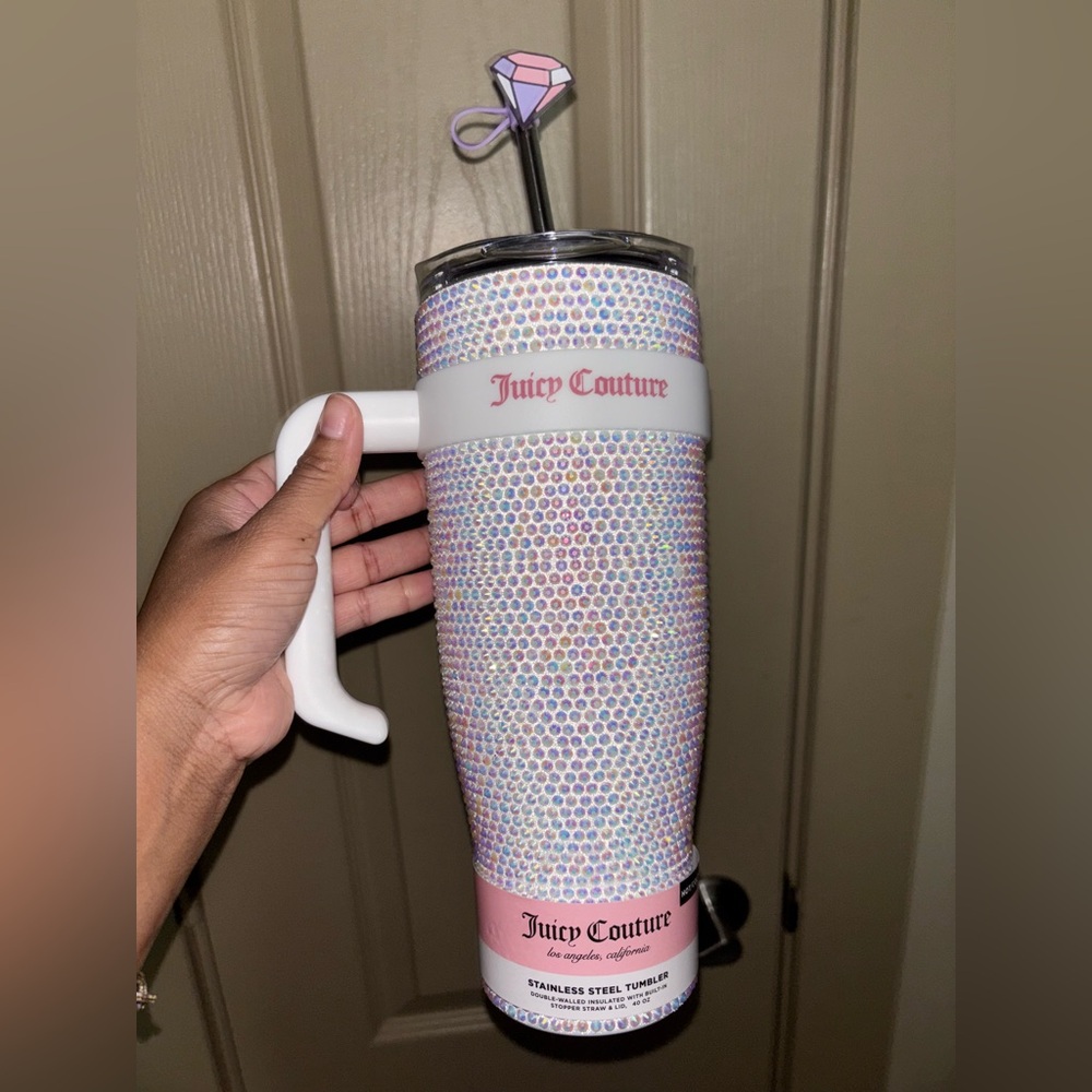 Juicy Couture Multicolor Rhinestone Tumbler - White NEW